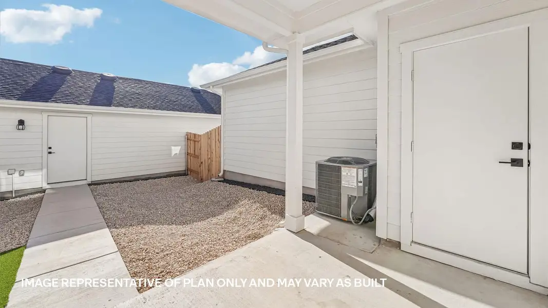 Exterior details and patio area of a home in Avery Centre, Round Rock (Image 2).