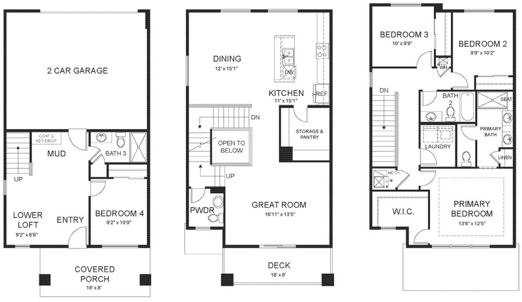 2D floor plan layout of this home in Parkside at Victory Ridge, Colorado Springs, CO (Image 3).