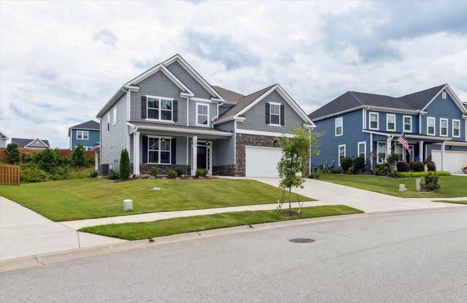 Front exterior of a new home in Crawford Creek, Grovetown, GA, highlighting curb appeal (Image 19).