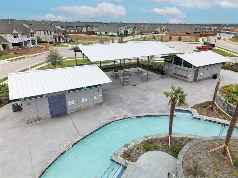 View of pool with central AC unit