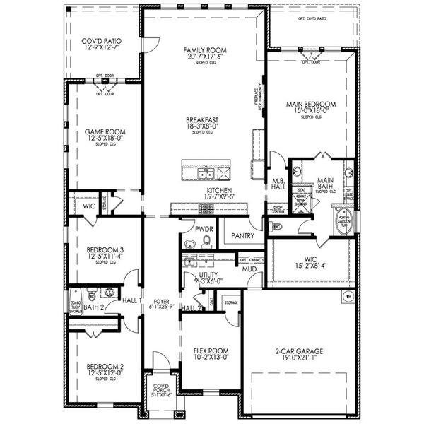 2D floor plan layout for the The Vickery by Lillian Custom Homes in Polo Ridge, Heath, TX (Image 3).