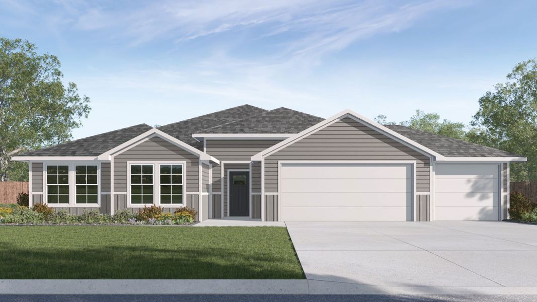 Representative exterior photo of a completed home built from the The Irving by D.R. Horton in Hartland Ranch, Lockhart, TX (Image 25). Representative exterior photo of a completed home built from the The Irving by D.R. Horton in Hartland Ranch, Lockhart, TX (Image 25).