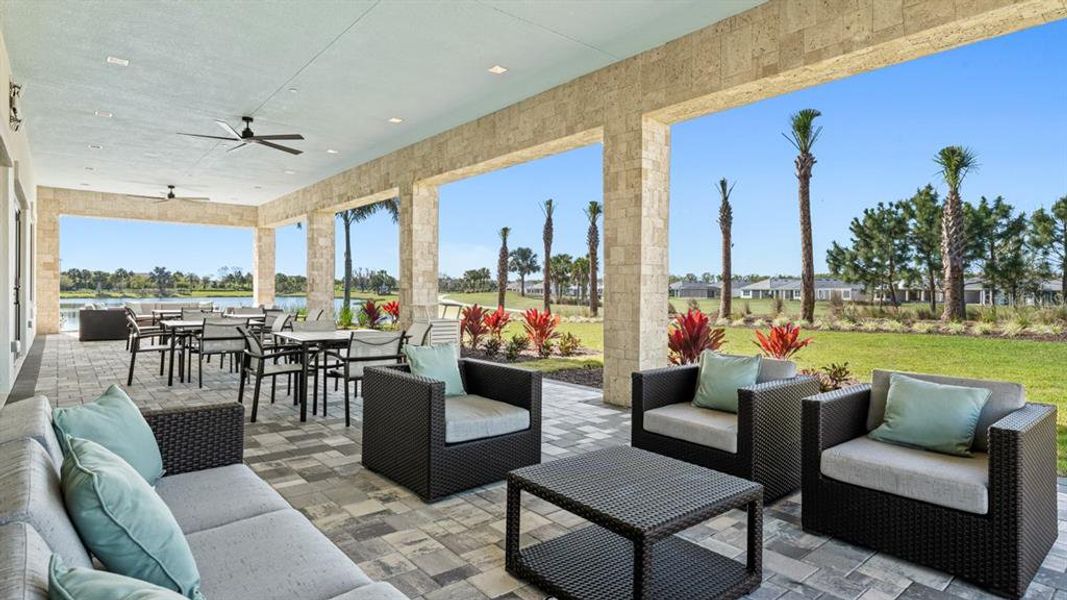 Exterior details and patio area of a home in Esplanade at Azario Lakewood Ranch, Bradenton (Image 3).
