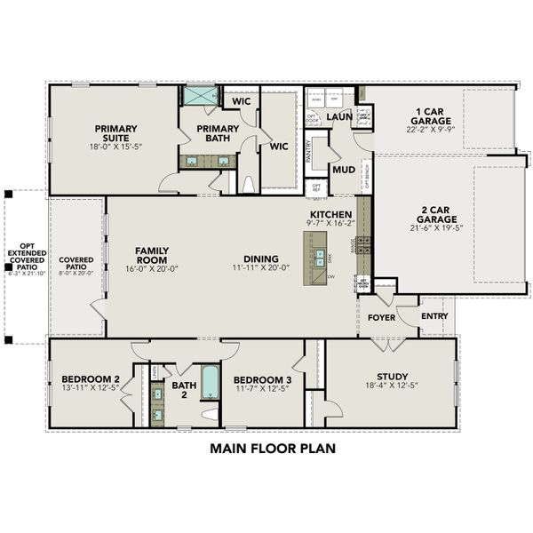 2D floor plan layout for the The Lanier F by Davidson Homes LLC in The Reserve at Potranco Oaks, Castroville, TX (Image 3).