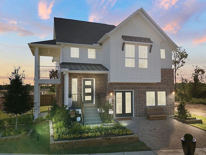 Representative exterior photo of a completed home built from the Oakdale – Courtyard Collection by Chesmar Homes in Jordan Ranch, Pattison, TX (Image 12). Representative exterior photo of a completed home built from the Oakdale – Courtyard Collection by Chesmar Homes in Jordan Ranch, Pattison, TX (Image 12).