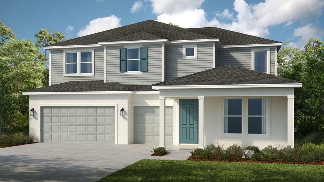 Representative exterior photo of a completed home built from the Nantucket by Taylor Morrison in Esplanade at McKinnon Groves, Winter Garden, FL (Image 21). Representative exterior photo of a completed home built from the Nantucket by Taylor Morrison in Esplanade at McKinnon Groves, Winter Garden, FL (Image 21).