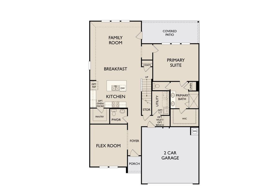2D floor plan layout for the Somerville by Ashton Woods in Willow Springs, Buda, TX (Image 6).