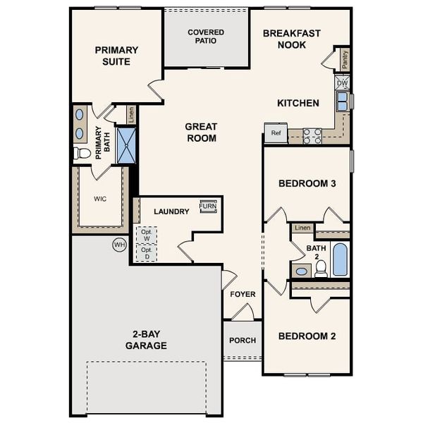 2D floor plan layout for the Beaumont by Century Complete in Lochwolde, Macon, GA (Image 3).