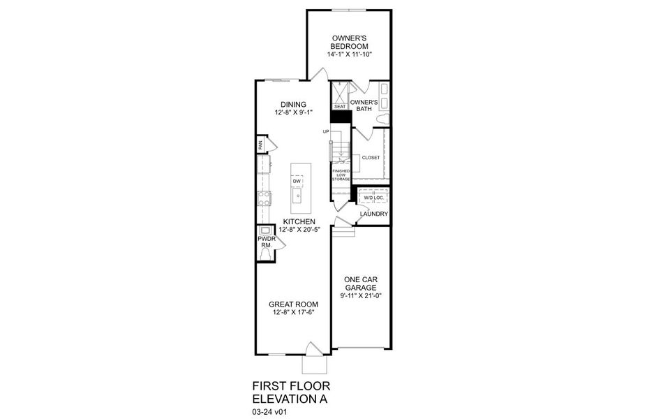 2D floor plan layout for the Nassau Cove End Unit by Ryan Homes in Wrenn Farms, Youngsville, NC (Image 2).
