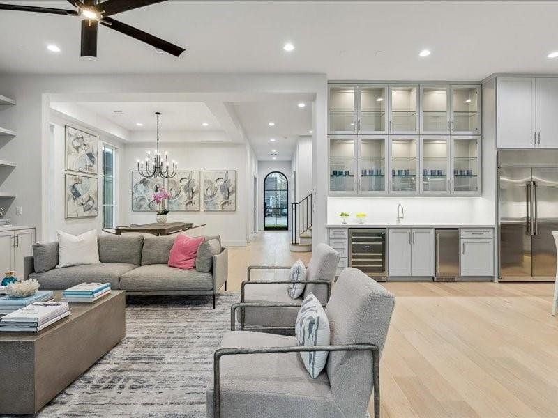 View from back doors facing living/dining kitchen