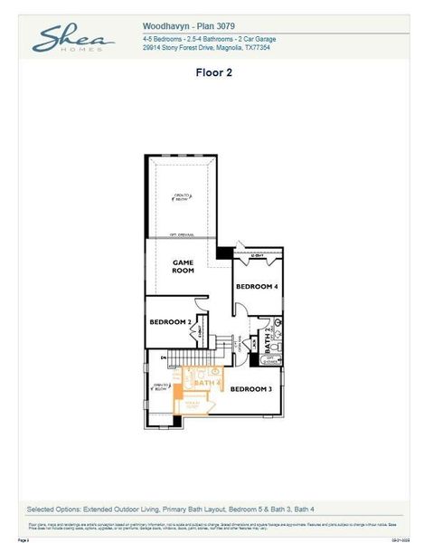 2D floor plan layout of this home in Woodhavyn 40', Magnolia, TX (Image 1). 2D floor plan layout of this home in Woodhavyn 40', Magnolia, TX (Image 1).