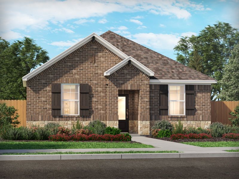 Front exterior of a new home in Cibolo Hills West - Spring Series, Fort Worth, TX, highlighting curb appeal (Image 1). Front exterior of a new home in Cibolo Hills West - Spring Series, Fort Worth, TX, highlighting curb appeal (Image 1).