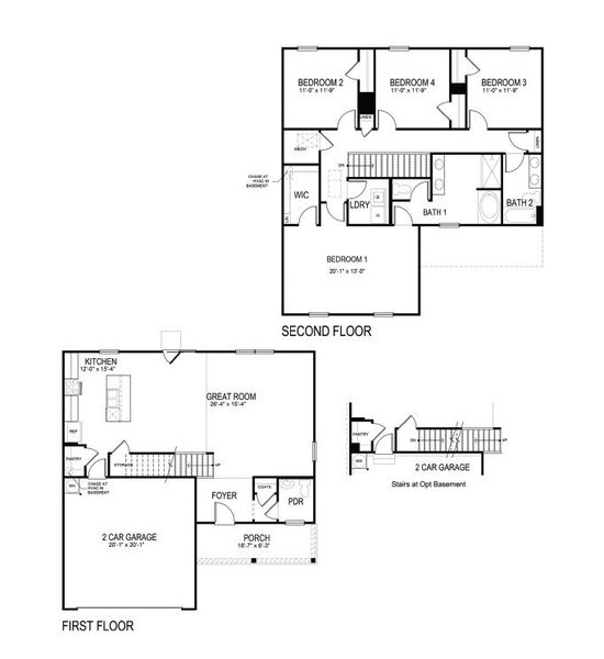 2D floor plan layout for the FLORA by D.R. Horton in Creekview, Atlanta, GA (Image 5). 2D floor plan layout for the FLORA by D.R. Horton in Creekview, Atlanta, GA (Image 5).