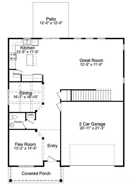 2D floor plan layout for the Thornwood A by JC Jackson Homes,LLC in Heritage Pointe, Newport, NC (Image 4).