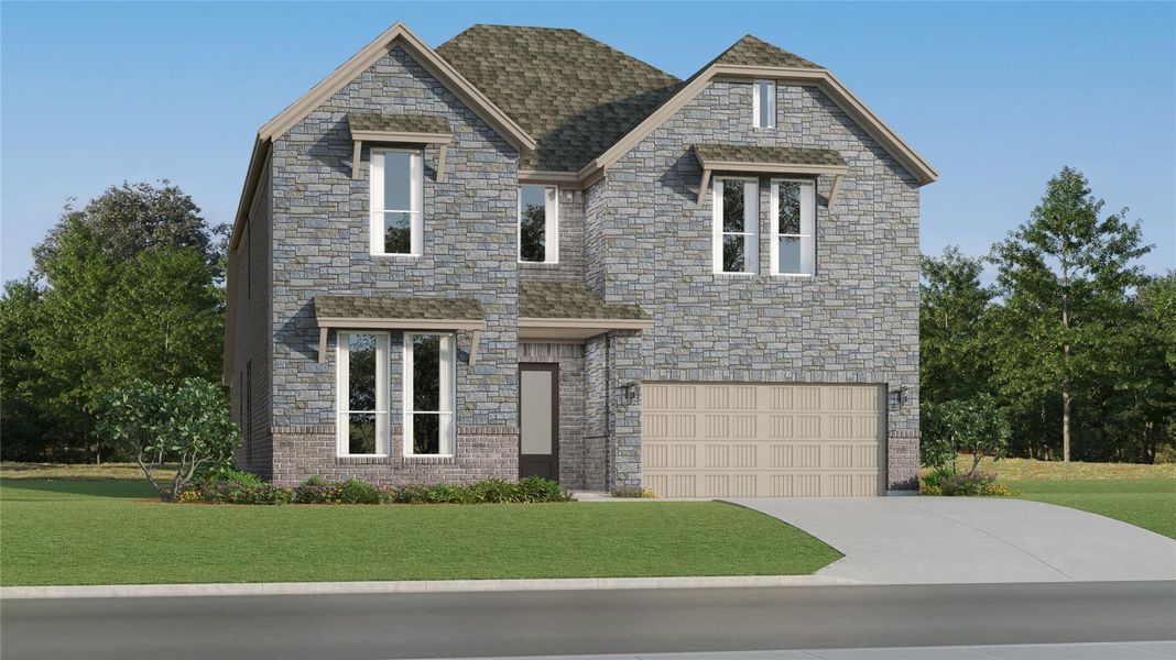 Front exterior of a new home in Cotton Brook, Hutto, TX, highlighting curb appeal (Image 24).