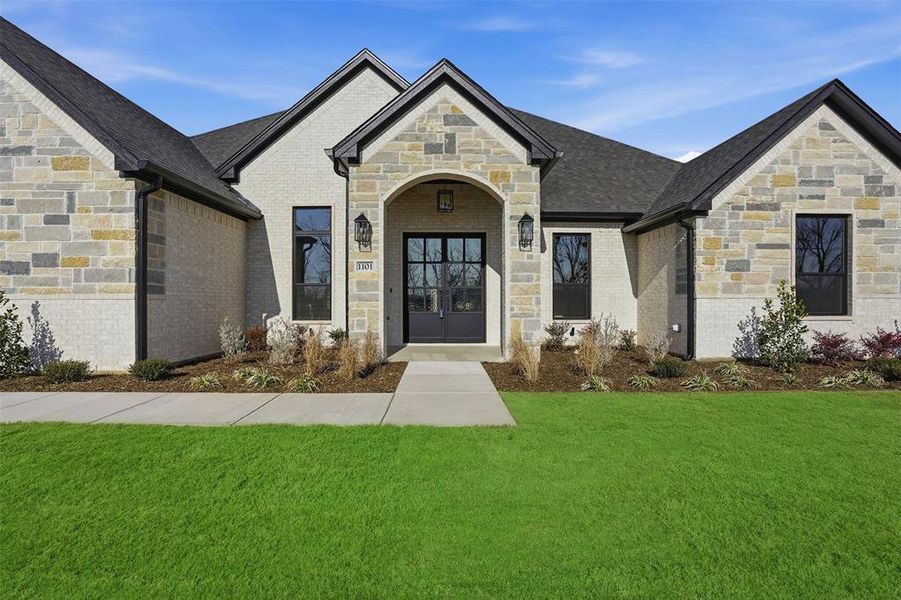 Front exterior of a new home in , Granbury, TX, highlighting curb appeal (Image 1). Front exterior of a new home in , Granbury, TX, highlighting curb appeal (Image 1).