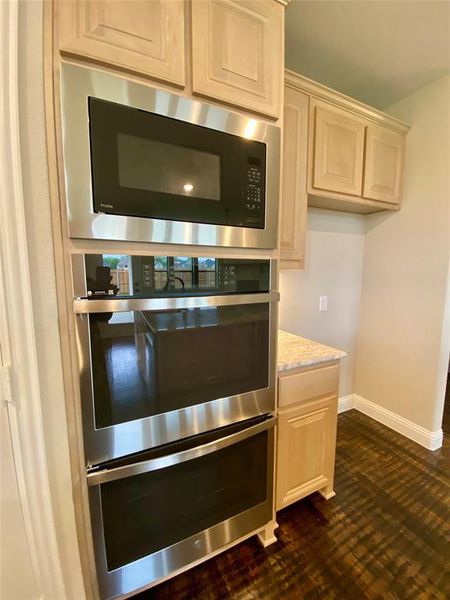 GE Profile stainless built-in double oven & microwave
