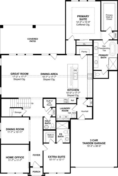 2D floor plan layout for the Stirling by K. Hovnanian® Homes in Elevon, Lavon, TX (Image 3).