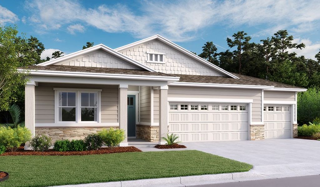 Slate-J927-JAX 3-car Garage Elevation M