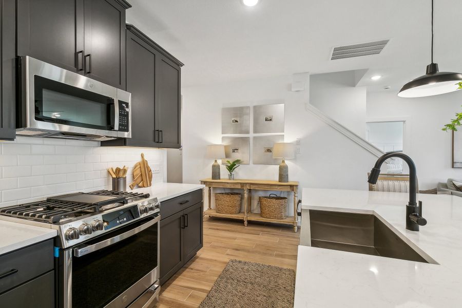 Kitchen with subway tile backspash