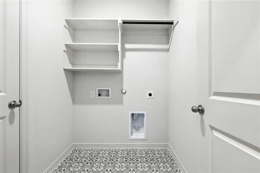 Laundry area featuring electric dryer hookup, washer hookup, and gas dryer hookup Laundry area featuring electric dryer hookup, washer hookup, and gas dryer hookup