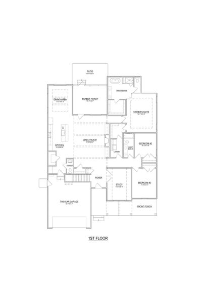 2D floor plan layout of this home in The Preserve at Langston, Winterville, NC (Image 5).