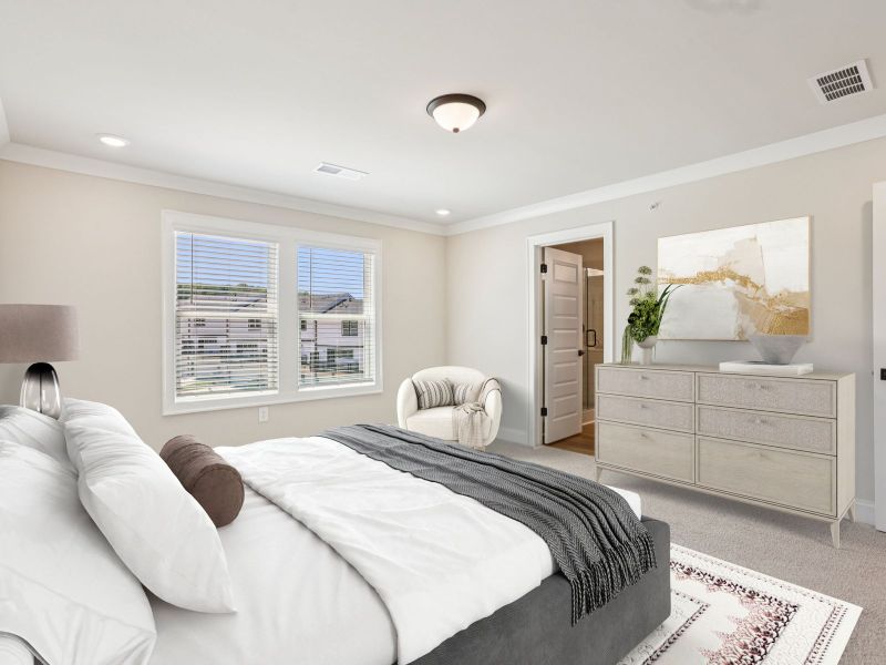 Furnished interior view inside a new home in Hemingway - Highland Series, Cumming (Image 11). Furnished interior view inside a new home in Hemingway - Highland Series, Cumming (Image 11).
