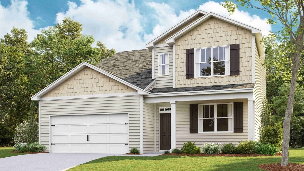 Representative exterior photo of a completed home built from the SALEM by D.R. Horton in Waverly Station, Greenwood, SC (Image 1).