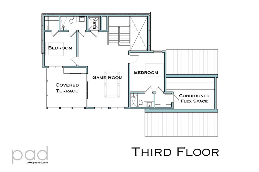 Third Floor plan of Unit B. Deemed to be accurate but not guaranteed.
