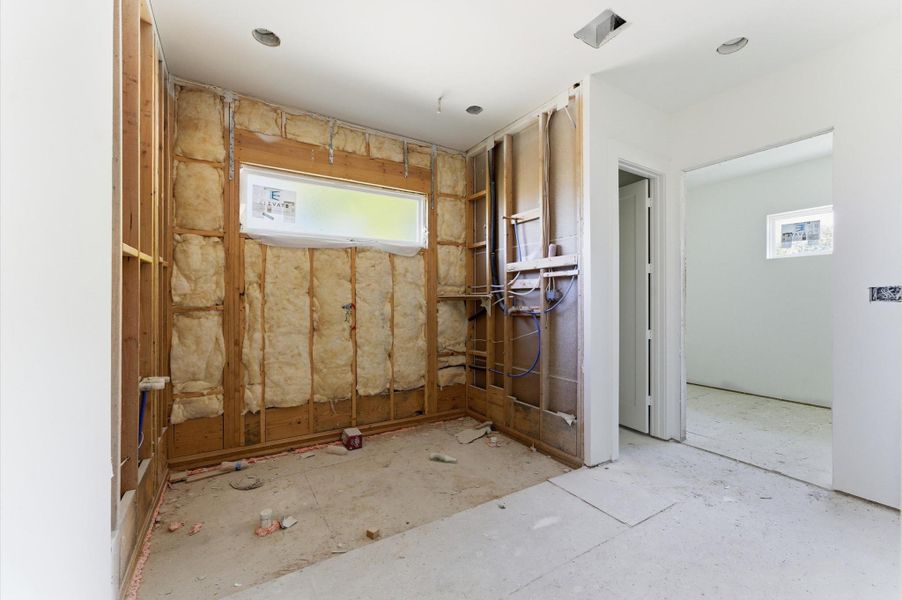 Large primary bathroom with walk-in shower and soaking tub. Large primary bathroom with walk-in shower and soaking tub.