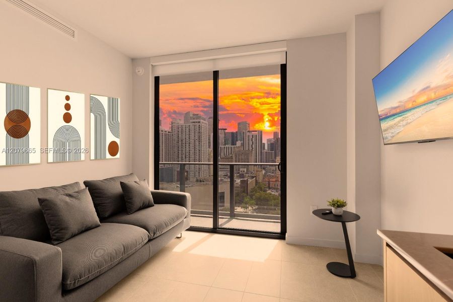Furnished interior view inside a new home in , Miami (Image 14). Furnished interior view inside a new home in , Miami (Image 14).