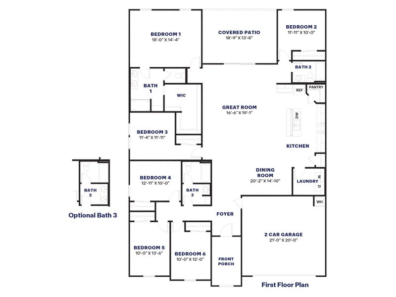 2D floor plan layout for the Irving by D.R. Horton in Magma Ranch Vistas, Florence, AZ (Image 3). 2D floor plan layout for the Irving by D.R. Horton in Magma Ranch Vistas, Florence, AZ (Image 3).