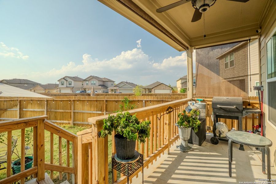 Exterior details and patio area of a home in The Links at River Bend, Floresville (Image 24).