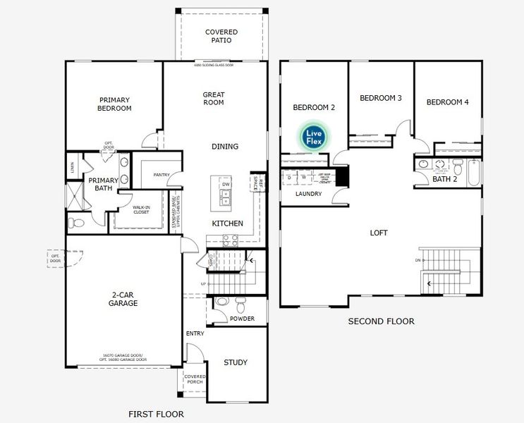 2D floor plan layout for the Cottonwood by Landsea Homes in Sunrise – Canyon Series, Surprise, AZ (Image 3). 2D floor plan layout for the Cottonwood by Landsea Homes in Sunrise – Canyon Series, Surprise, AZ (Image 3).