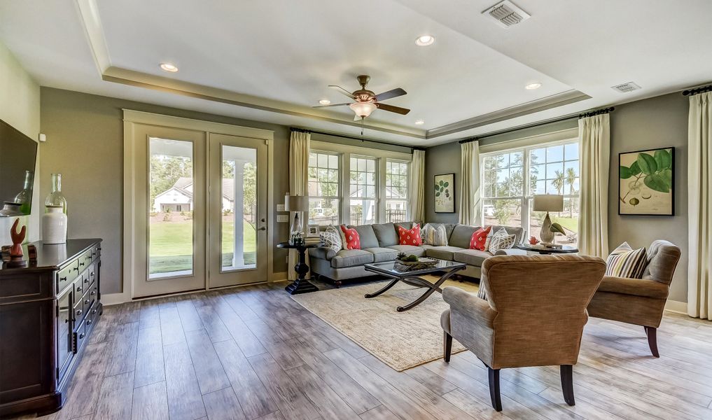 French doors to patio in great room