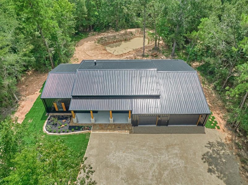 Overhead view showcases the home's spacious layout while highlighting the exceptional privacy