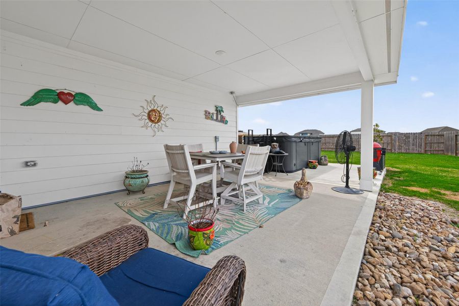 Outdoor covered patio ideal for relaxing or entertaining