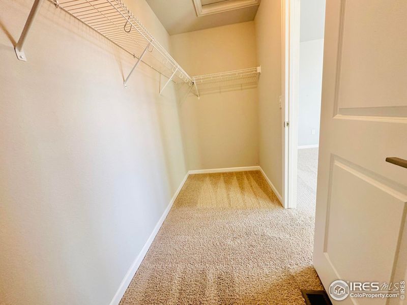 Primary bedroom has a spacious walk-in closet