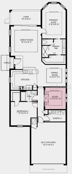 Structural options added:  Study in place of flex, shower at bath 2, tray ceiling package, and extended garage