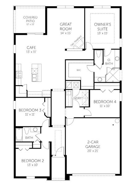 2D floor plan layout of this home in Cypress Park Estates, Haines City, FL (Image 2).