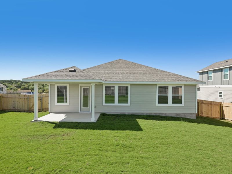 Exterior details and patio area of a home in Creekfall, Burnet (Image 3).