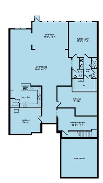 2D floor plan layout of this home in Cresswind at Spring Haven, Newnan, GA (Image 3).