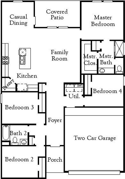 2D floor plan layout for the Smith by Coventry Homes in Eastern Wells, Jarrell, TX (Image 5).