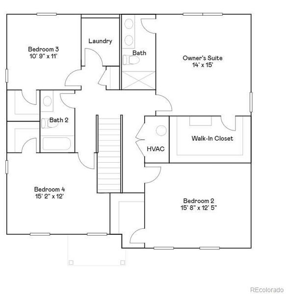 2D floor plan layout of this home in Eastcreek Farm, Thornton, CO (Image 2).