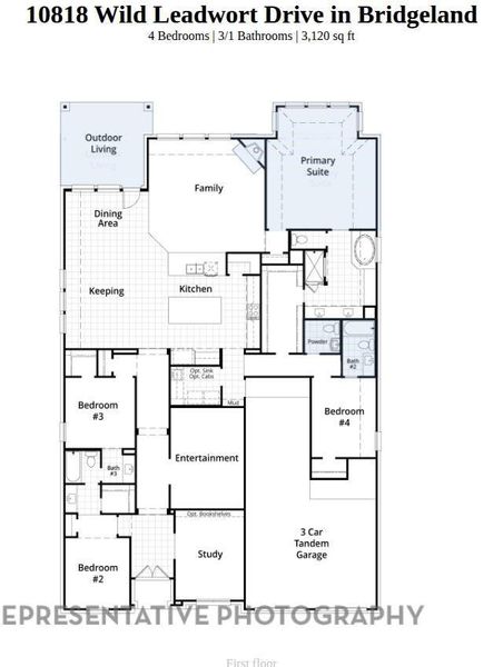 2D floor plan layout of this home in Bridgeland, Cypress, TX (Image 4).