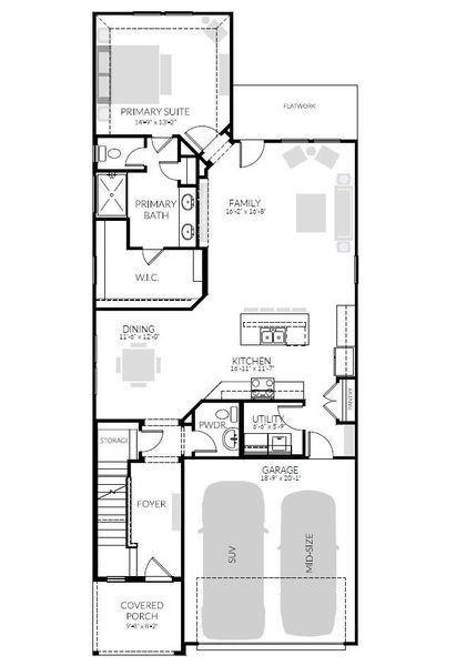 2D floor plan layout of this home in Prairie Winds, Hutto, TX (Image 3).