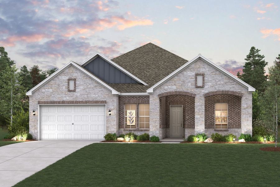 Front exterior of a new home in Anna Town Square, Anna, TX, highlighting curb appeal (Image 1). Front exterior of a new home in Anna Town Square, Anna, TX, highlighting curb appeal (Image 1).