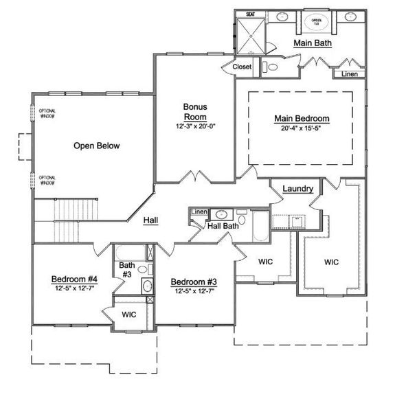 2D floor plan layout for the Oxford by Niblock Homes in Cordera, Concord, NC (Image 4).