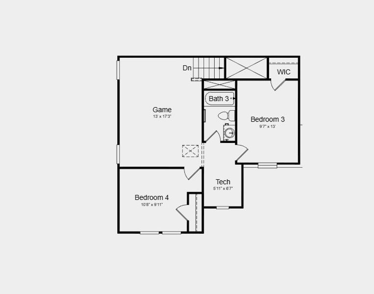 2D floor plan layout for the Juliet by Taylor Morrison in Ryehill, Rosenberg, TX (Image 4).