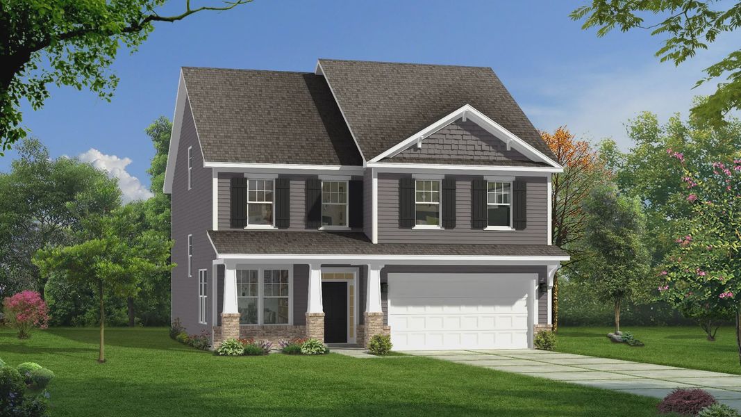 Representative exterior photo of a completed home built from the Devon by DRB Homes in Blake Pond, Lillington, NC (Image 7).